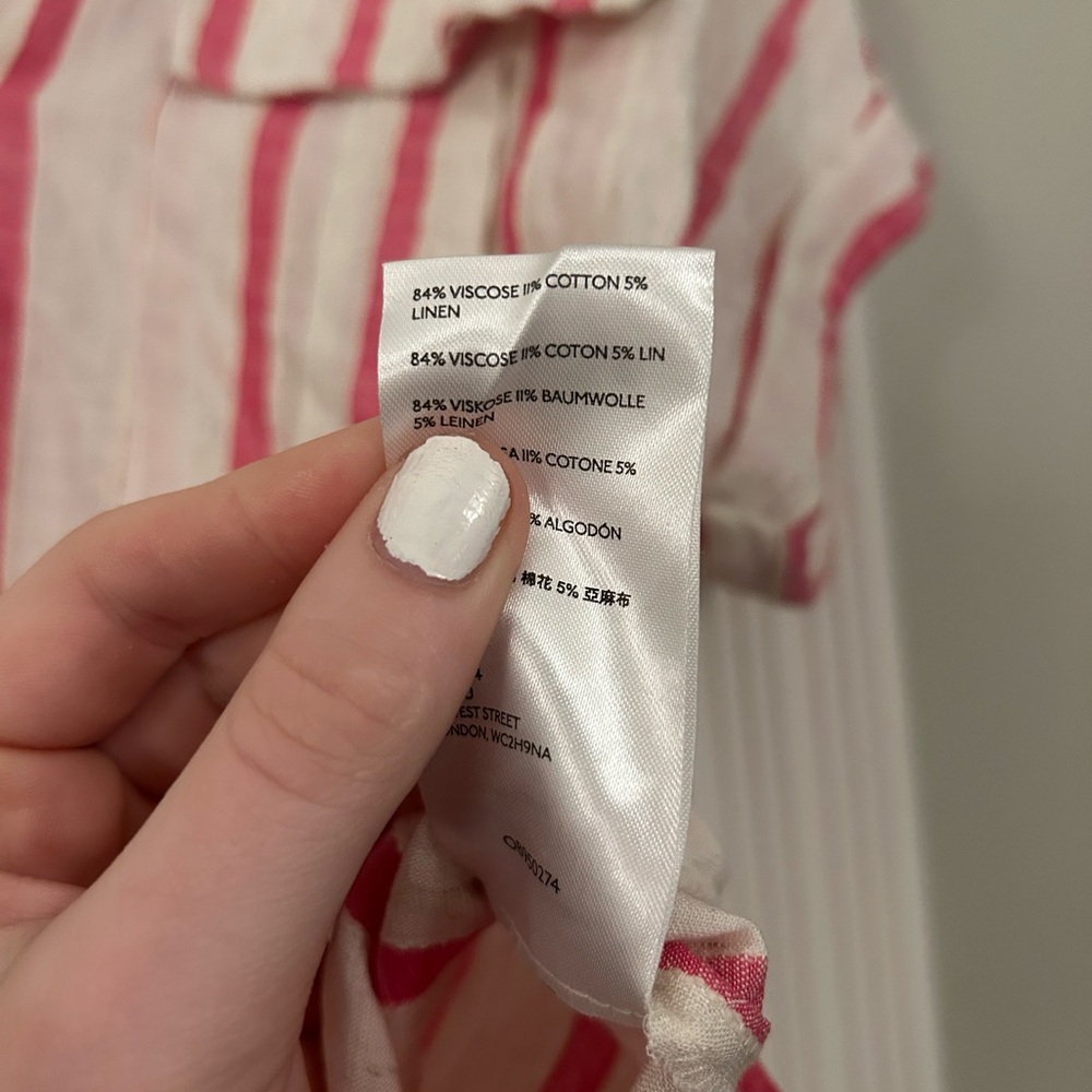 Anthropologie Maeve Amira Striped Linen Blend Top Ivory Pink - Picture 5 of 6